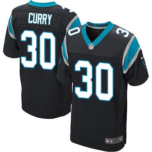 Nike Panthers #30 Stephen Curry Black Team Color Men's Stitched NFL Elite Jersey - Click Image to Close